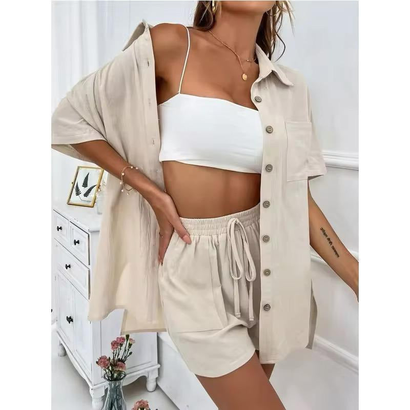 Conjunto Camisa Manga Corta Short Con Elástico Y Cordón