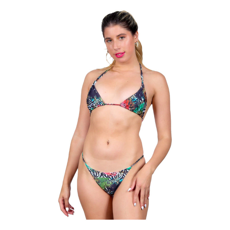 Bikini Malla Estampado Amazonas Triángulo Con Tiras Uniteduy