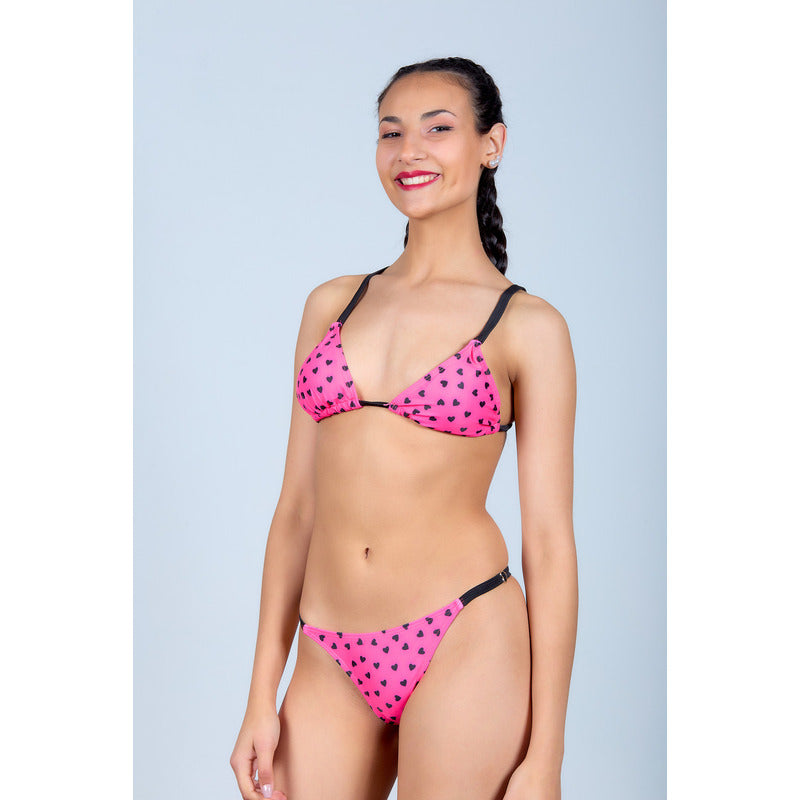 Uniteduy!! Bikini Fucsia Con Corazones! El Verano Llegó!!