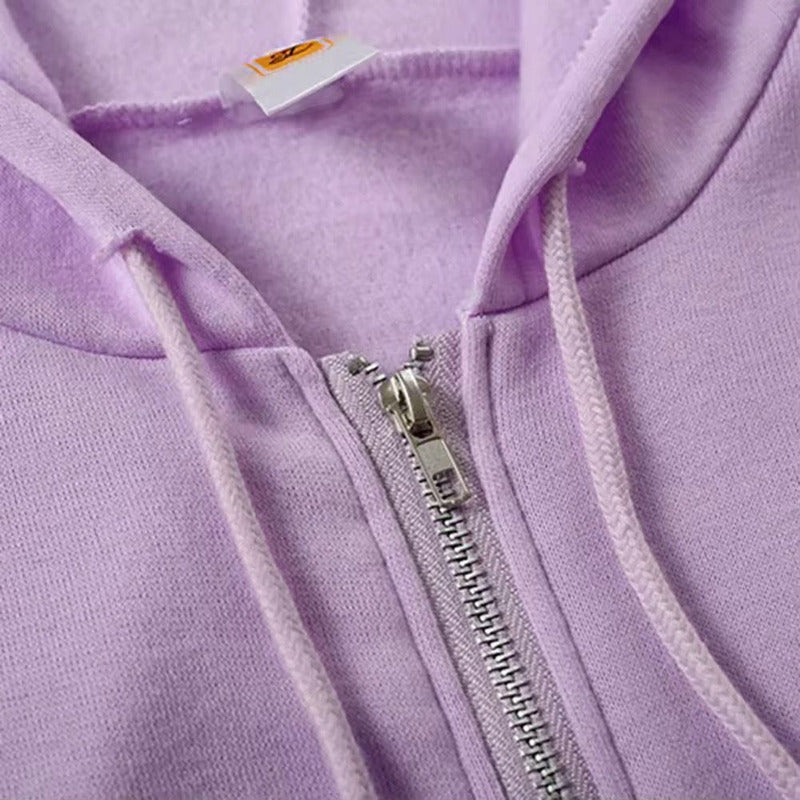 Campera Canguro Con Cierre Bolsillos Capucha Dama Lisa
