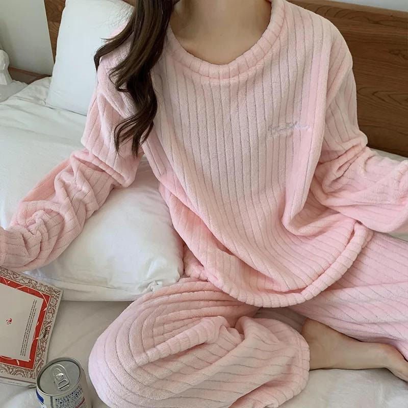 Pijama Peluche Largo De Dama Plush Abrigado Varios Colores